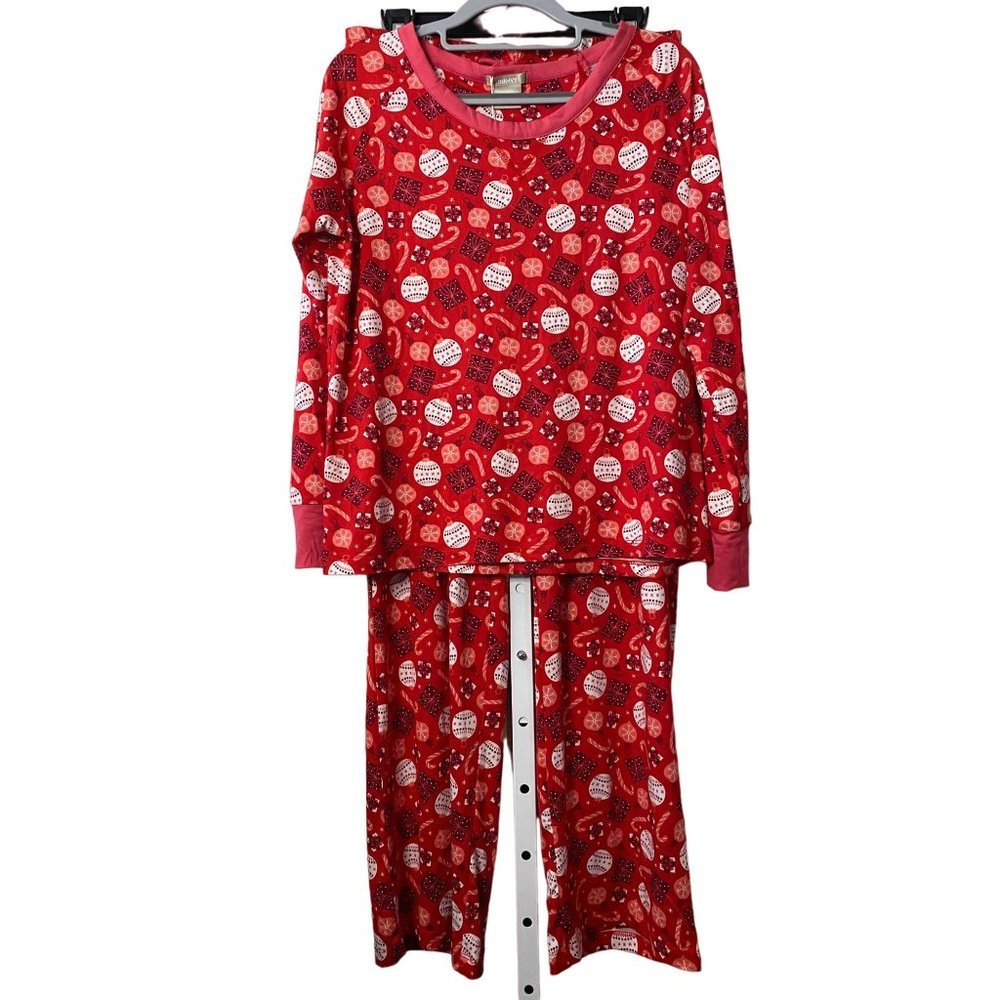 New Ink+Ivy red Christmas ornament Pajama top and bottoms set Sz M‎